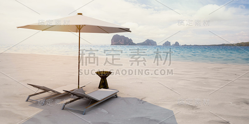 海滩上的躺椅