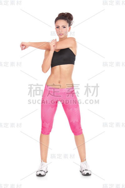 女人在锻炼前做伸展运动