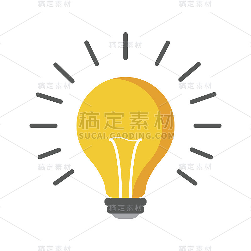 卤素灯泡图标。灯泡的迹象。电力和观念的象征。图标上的白色背景。平面向量插图。