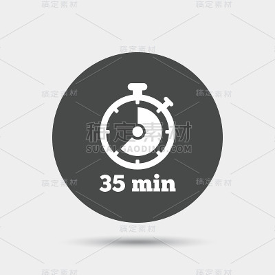 定时器信号图标。35分钟秒表符号。