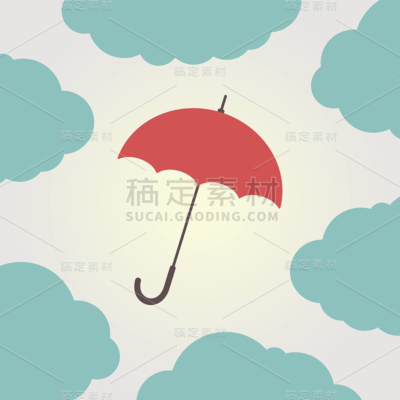 红伞被云包围