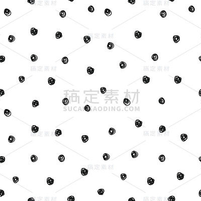 矢量插图手绘无缝模式。白色背景上孤立的黑点。