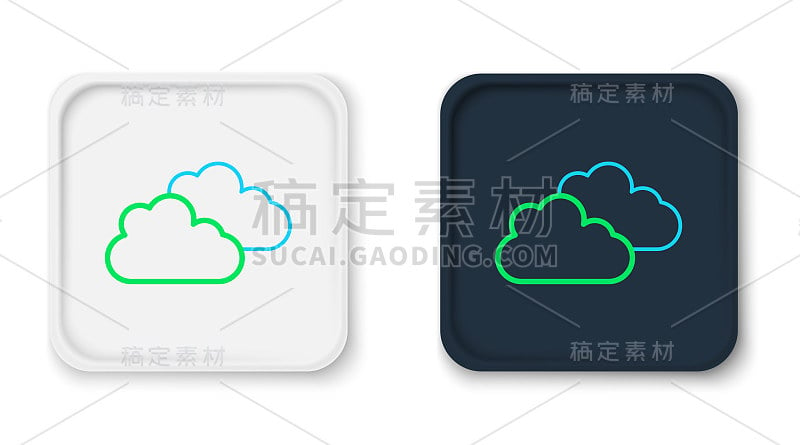 线云图标孤立在白色背景上。色彩斑斓的轮廓的概念。向量