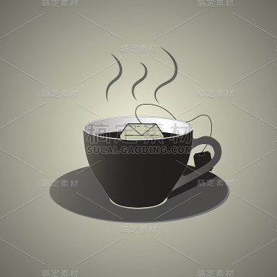 黑杯茶配茶包