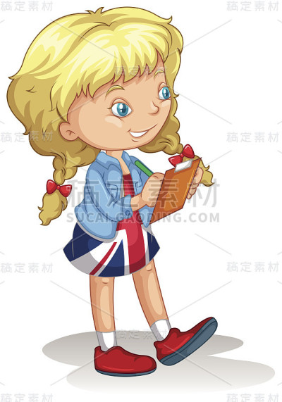 金发女孩写笔记