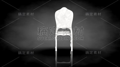 黑色背景上的白色椅子的3d渲染