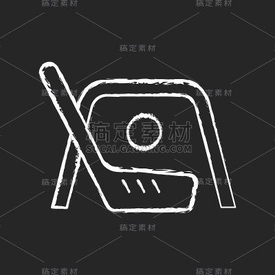 地板曲棍球粉笔白色图标在黑暗的背景