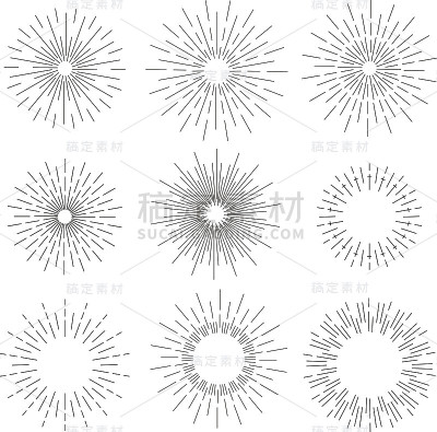 矢量集圆形太阳爆发插图