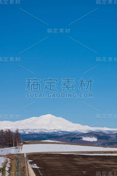 春天的田野和雪山