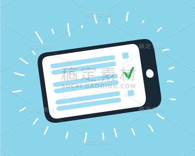 智能手机与复选标记显示矢量插图