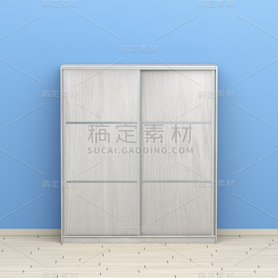 房间里的白色木质衣柜