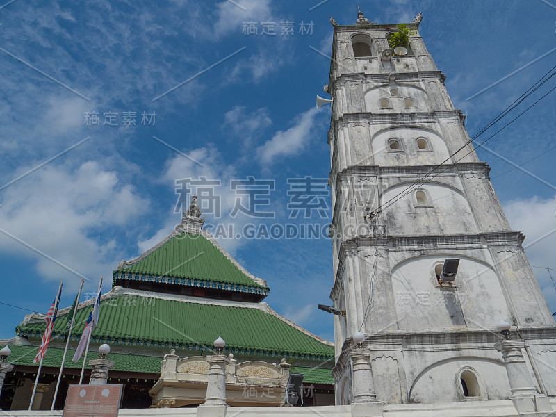 马来西亚马六甲(马六甲)的甘榜克林清真寺和尖塔