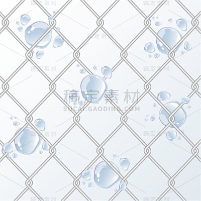 铁链护栏带水滴。