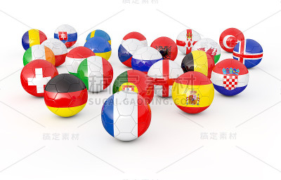 足球堆3D插图