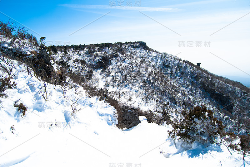 冬季韩国济州岛的Hallasan山