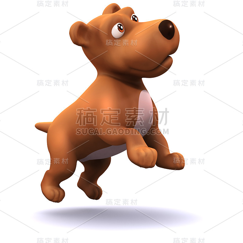 3d小狗狗在空中跳跃