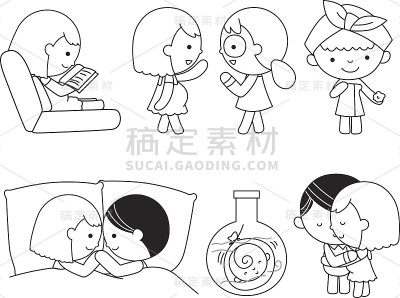 怀孕的漂亮女孩。矢量图