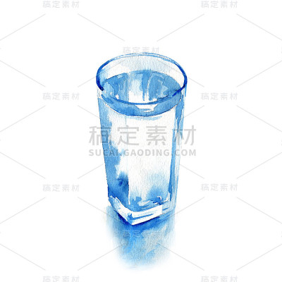 水彩手绘玻璃水违反白色的背景