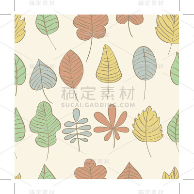 矢量秋叶画出无缝图案