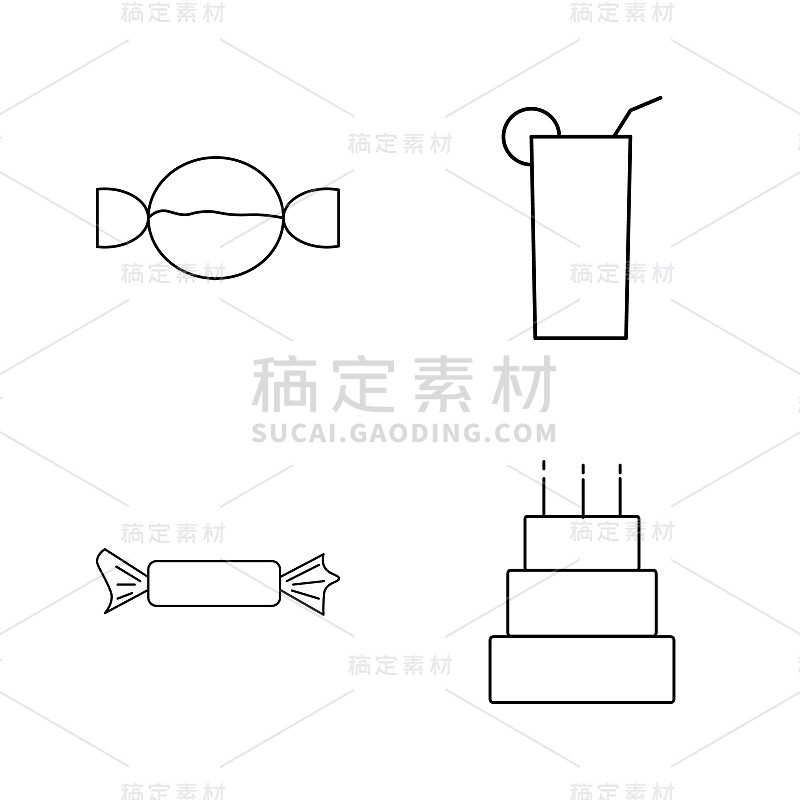 食物和饮料线性图标设置