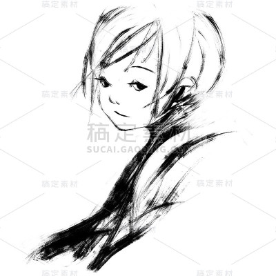 数码画的短发女孩