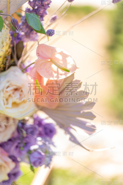 场地鲜花特写装饰。