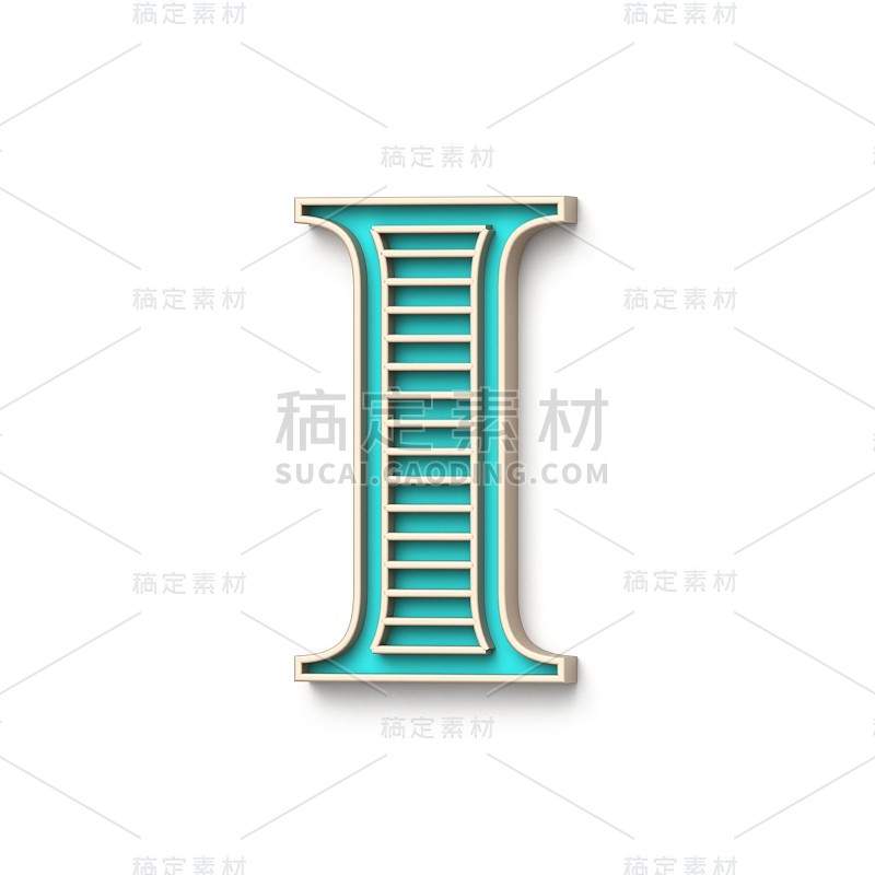 经典老式字体字母I 3D