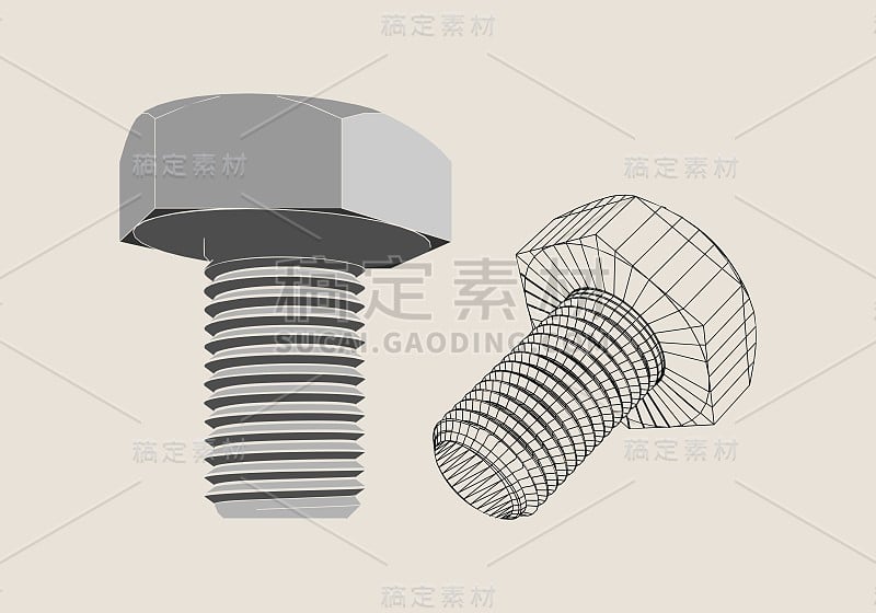 抽象线框式螺栓