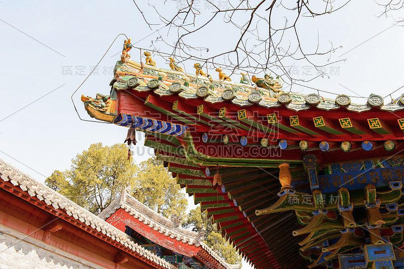 在正宗少林寺(少林寺)的宝塔，一个禅宗佛教寺庙。联合国教科文组织世界遗产