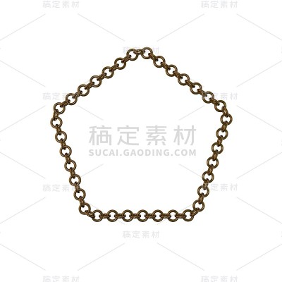 青铜链。孤立在白色背景上。五角大楼的框架。