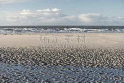 德国北弗里斯兰岛Amrum上的波纹痕迹
