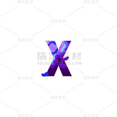 剪纸字母x逼真的3D多层剪纸效果隔离在白色背景上。彩色字符的字母字体。