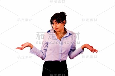 年轻的压力未决定漂亮的棕色头发的女商人