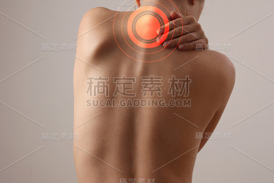 遭受背部和颈部疼痛的女性。按摩,理疗的概念