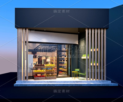 3d渲染水果和蔬菜绿色杂货店