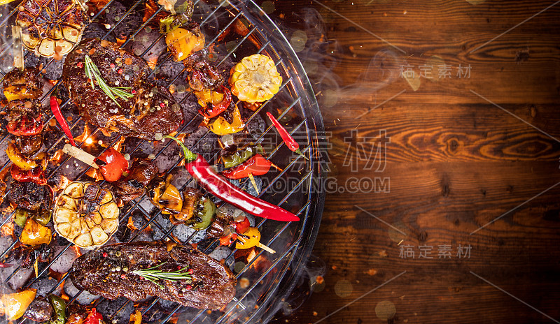 烧烤用牛排，特写