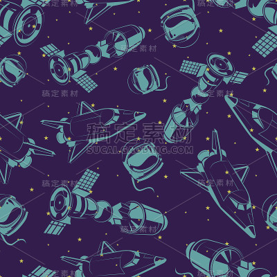 太空无缝模式与航天飞机，国际空间站和星星