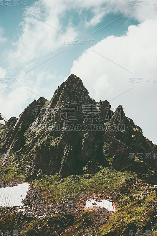 落基山脉山顶景观夏季旅游野生自然风景景观