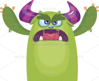 卡通愤怒的怪物。万圣节矢量插图的搞笑喷子
