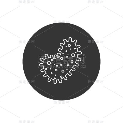 病毒细菌线图标在白色。向量
