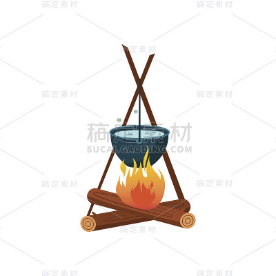 营火上的碗