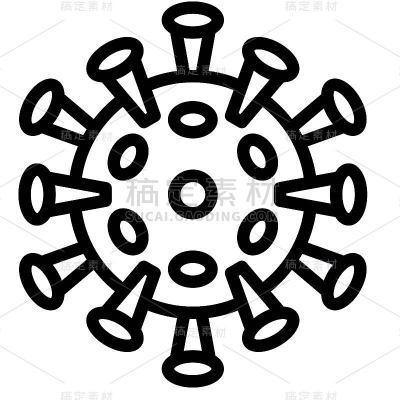 病毒或细菌矢量插图，线条样式图标