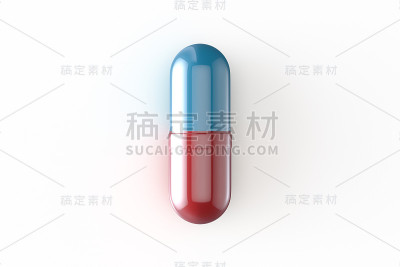 药物概念胶囊丸和片剂在白色上的三维渲染