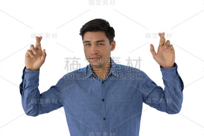 商人的肖像与手指交叉