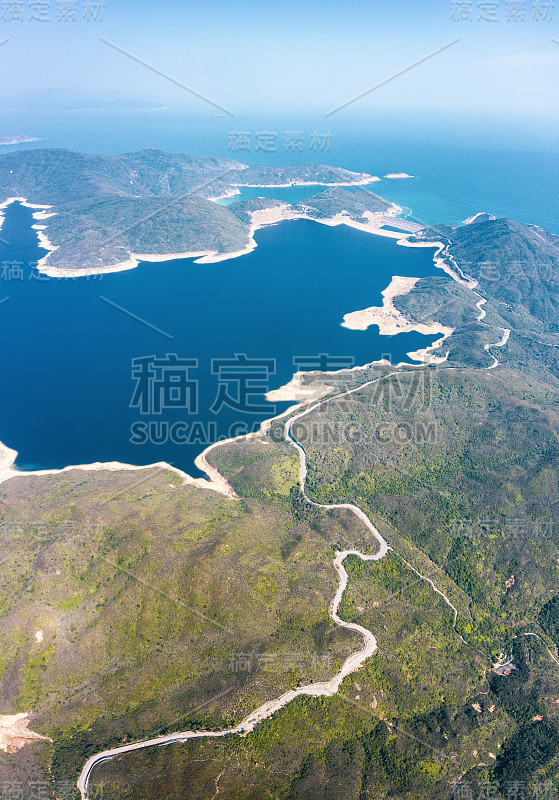 广角鸟瞰图，香港西贡半岛东南端的万宜水塘，户外，白天