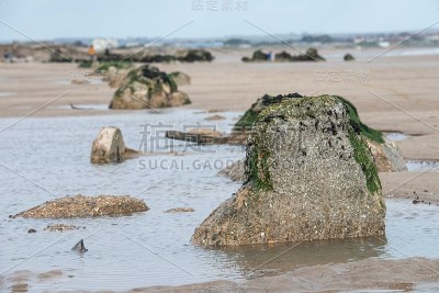 海边沙滩上的岩石