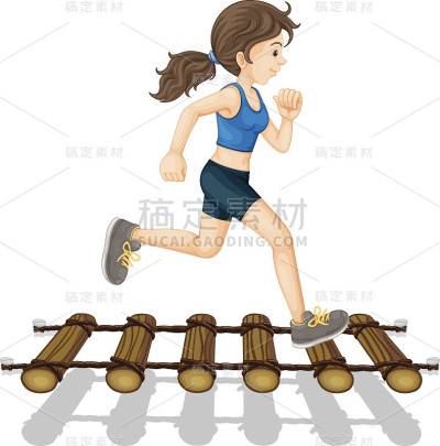 女人跑过桥