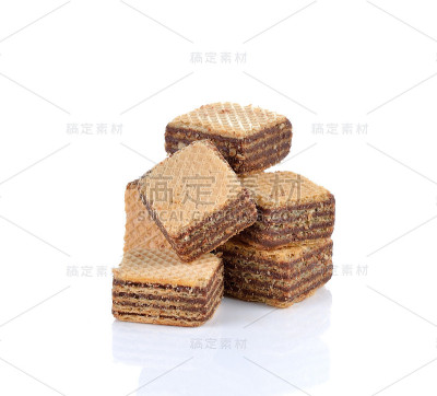 白底巧克力夹心的甜威化奶油