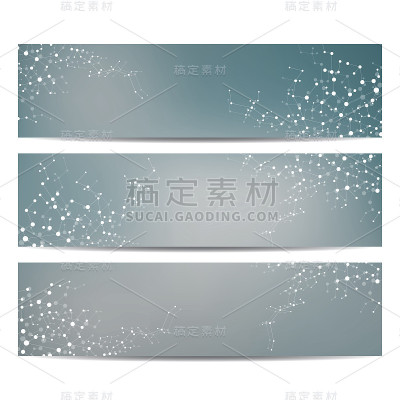 现代科学横幅。DNA和神经元的分子结构