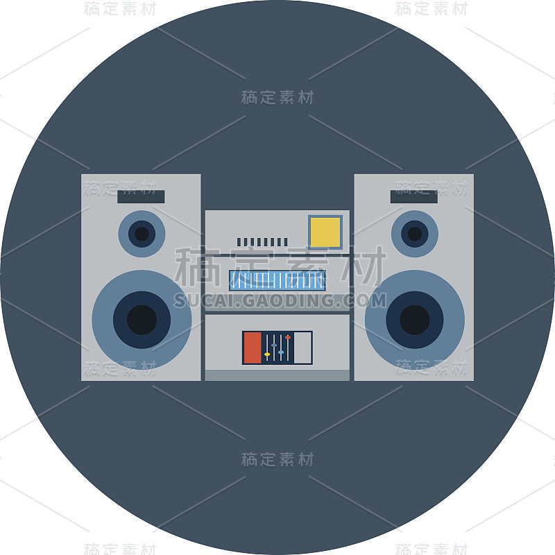 Boombox彩色矢量插图